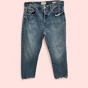 Frame Le Original mom jeans distressed high rise ankle cotton 29 button fly
